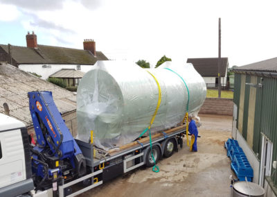 Cookes Fabdec installing a large dairy tank.