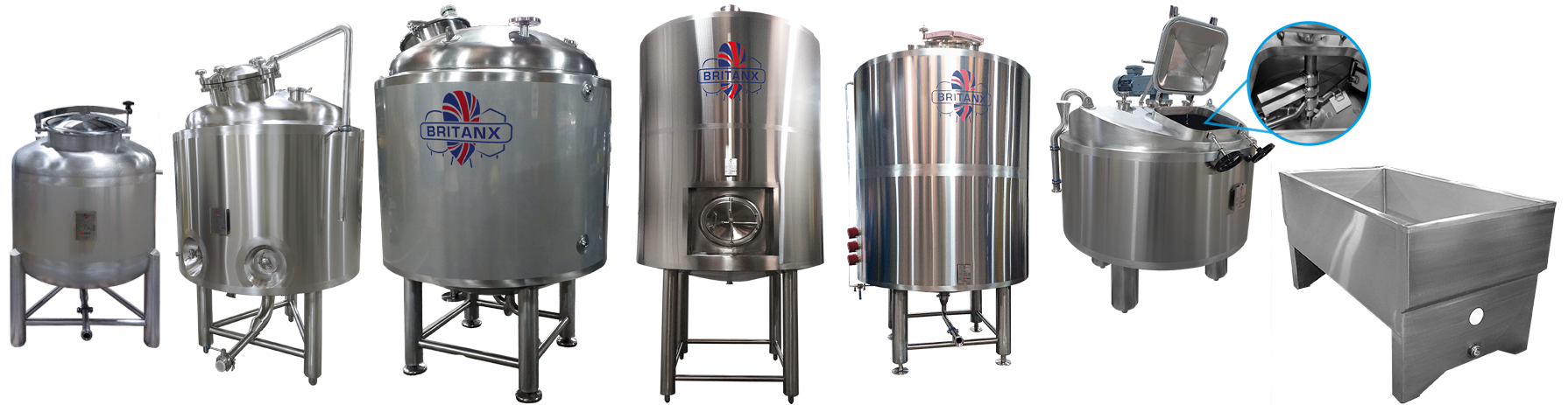 A range of stainless steel vessels manufactured by Fabdec through BRITANX